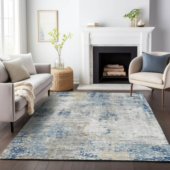 Addison Rugs Chantille Indoor/Outdoor Transitional Modern Blue Washable Rectangle Rug, 8' x 10'