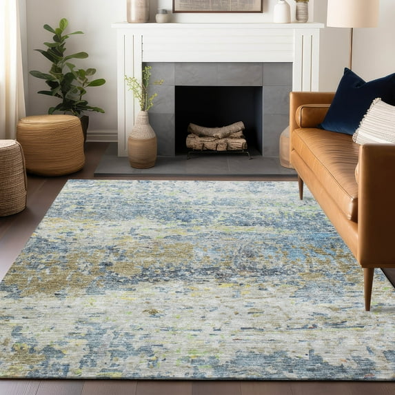Addison Rugs Chantille Indoor/Outdoor Transitional Modern Blue Washable Rectangle Rug, 9' x 12'