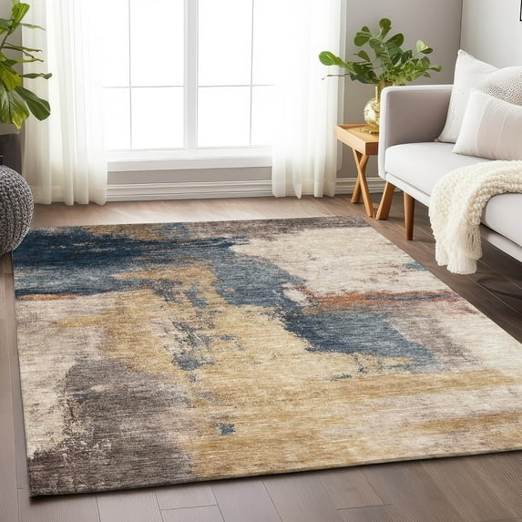 Addison Rugs Chantille Indoor/Outdoor Transitional Modern Gold Washable Rectangle Rug, 5' x 7'6"
