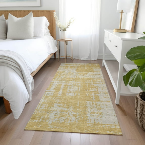 Addison Rugs Chantille Indoor/Outdoor Transitional Modern Gold Washable Runner Rug, 2'3" x 7'6"