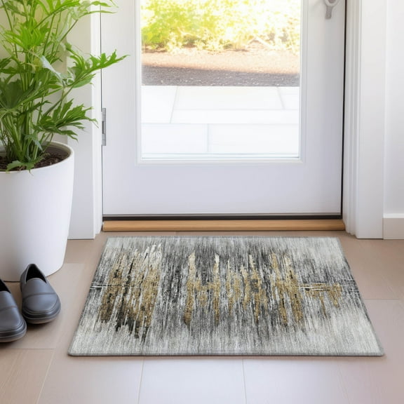 Addison Rugs Chantille Indoor/Outdoor Transitional Modern Gray Washable Rectangle Rug, 1'8" x 2'6"
