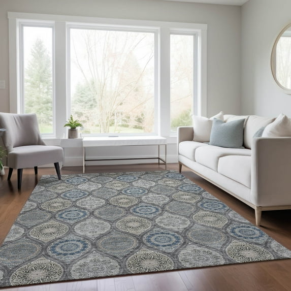 Addison Rugs Chantille Indoor/Outdoor Transitional Modern Gray Washable Rectangle Rug, 10' x 14'