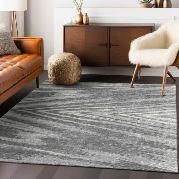 Addison Rugs Chantille Indoor/Outdoor Transitional Modern Gray Washable Rectangle Rug, 3' x 5'