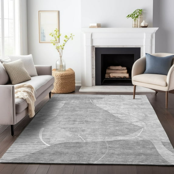 Addison Rugs Chantille Indoor/Outdoor Transitional Modern Gray Washable Rectangle Rug, 8' x 10'