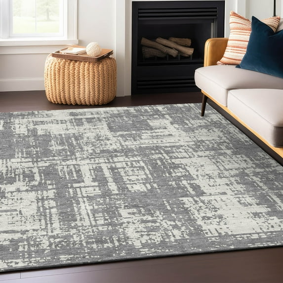Addison Rugs Chantille Indoor/Outdoor Transitional Modern Gray Washable Rectangle Rug, 9' x 12'