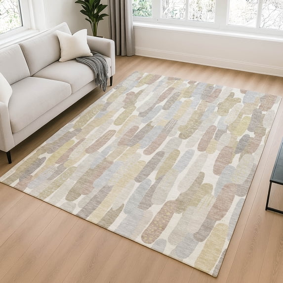 Addison Rugs Chantille Indoor/Outdoor Transitional Modern Ivory Machine Washable Rectangle Rug, 10' x 14'