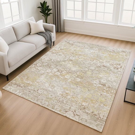 Addison Rugs Chantille Indoor/Outdoor Transitional Modern Ivory Machine Washable Rectangle Rug, 5' x 7'6"