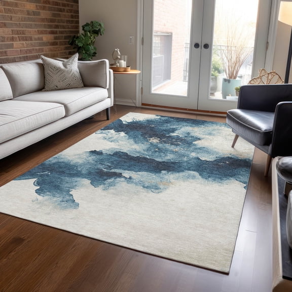 Addison Rugs Chantille Indoor/Outdoor Transitional Modern Navy Machine Washable Rectangle Rug, 10' x 14'