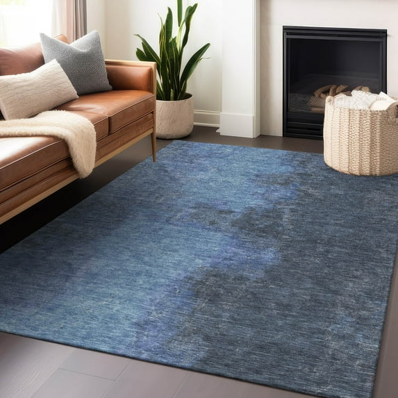 Addison Rugs Chantille Indoor/Outdoor Transitional Modern Navy Machine Washable Rectangle Rug, 5' x 7'6"