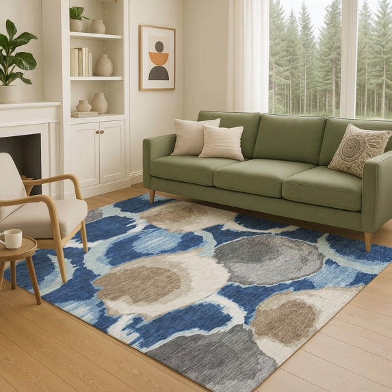 Addison Rugs Chantille Indoor/Outdoor Transitional Modern Navy Machine Washable Rectangle Rug, 9' x 12'