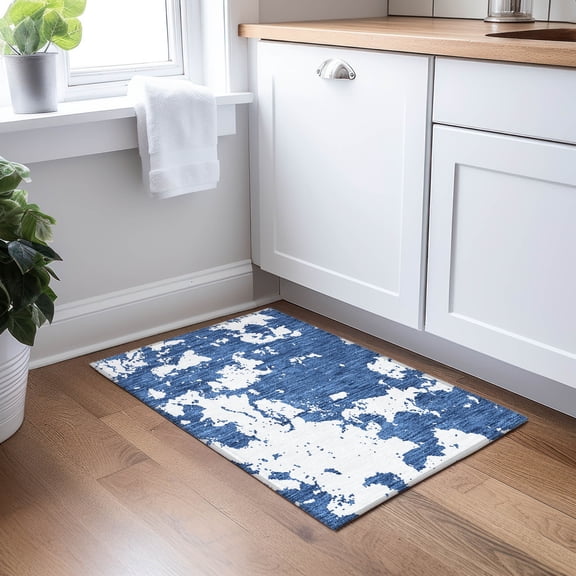 Addison Rugs Chantille Indoor/Outdoor Transitional Modern Navy Washable Rectangle Rug, 1'8" x 2'6"