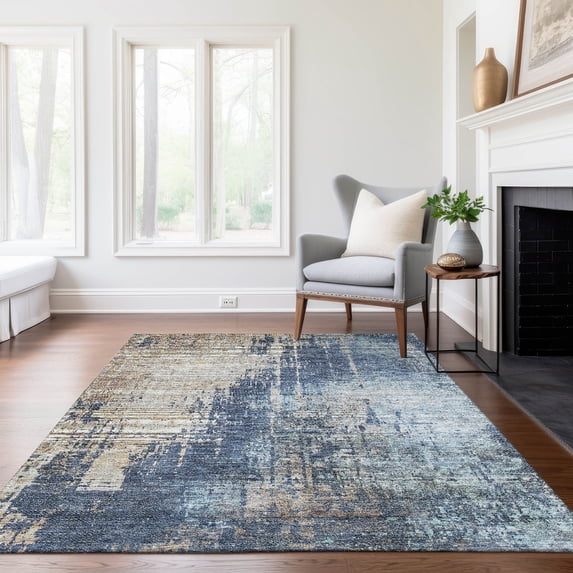 Addison Rugs Chantille Indoor/Outdoor Transitional Modern Navy Washable Rectangle Rug, 10' x 14'