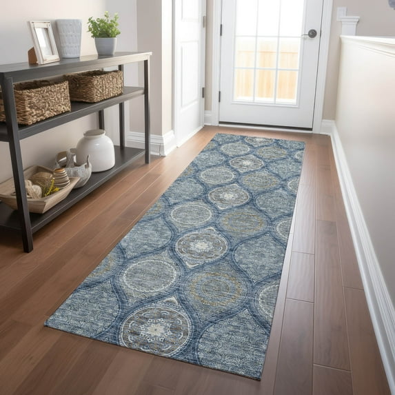 Addison Rugs Chantille Indoor/Outdoor Transitional Modern Navy Washable Runner Rug, 2'3" x 7'6"