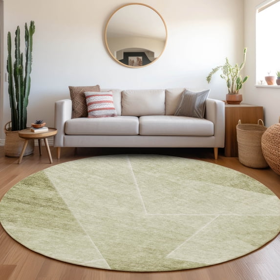Addison Rugs Chantille Indoor/Outdoor Transitional Modern Sage Washable Round Rug, 8' x 8'