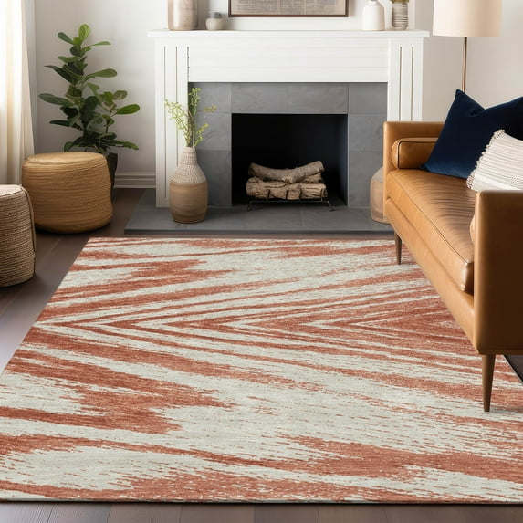 Addison Rugs Chantille Indoor/Outdoor Transitional Modern Salmon Washable Rectangle Rug, 5' x 7'6"