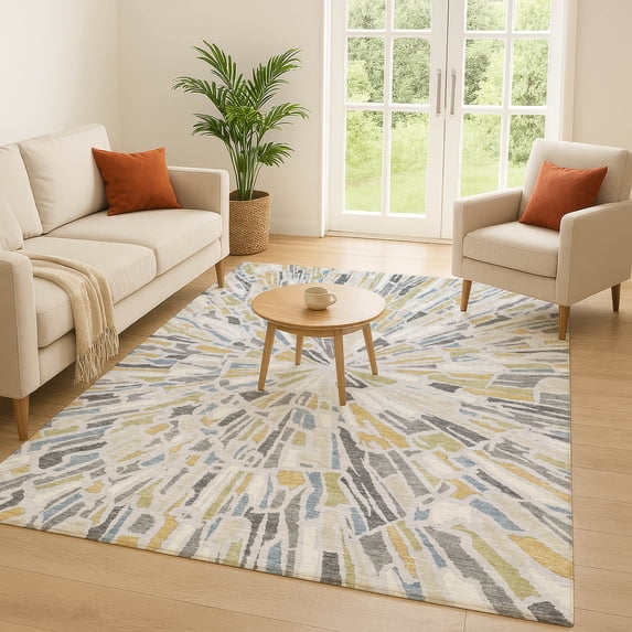 Addison Rugs Chantille Indoor/Outdoor Transitional Modern Silver Machine Washable Rectangle Rug, 3' x 5'