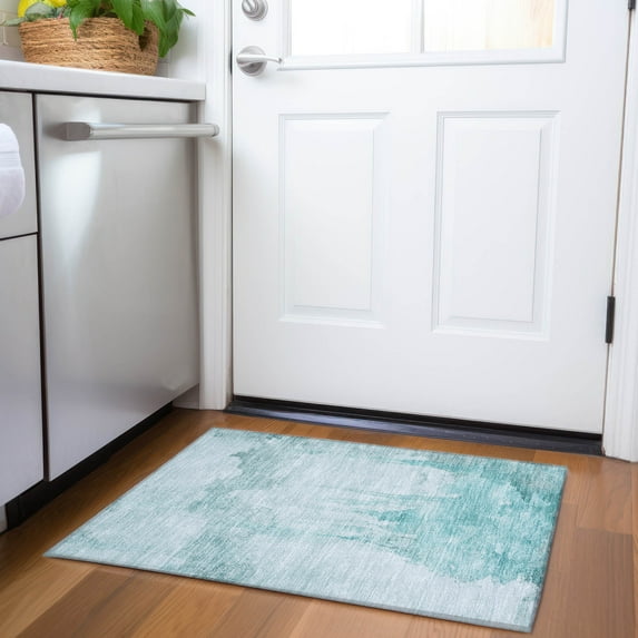 Addison Rugs Chantille Indoor/Outdoor Transitional Modern Teal Machine Washable Rectangle Rug, 1'8" x 2'6"