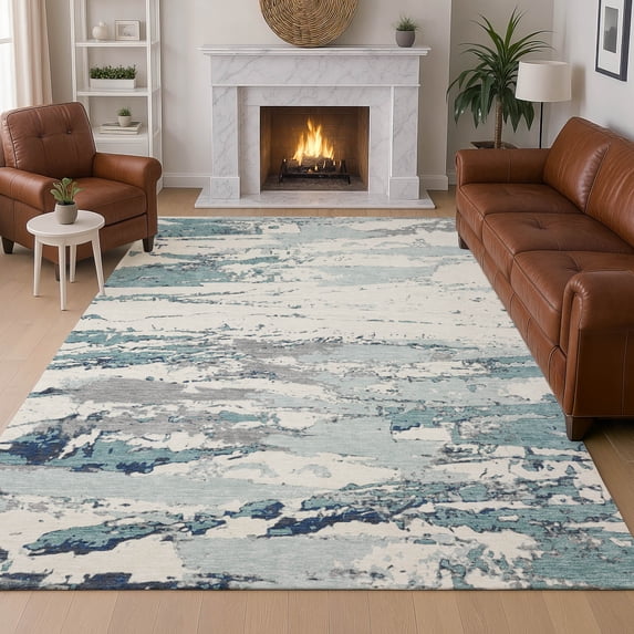 Addison Rugs Chantille Indoor/Outdoor Transitional Modern Teal Machine Washable Rectangle Rug, 8' x 10'