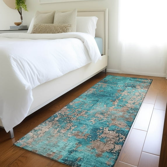 Addison Rugs Chantille Indoor/Outdoor Transitional Modern Teal Machine Washable Runner Rug, 2'3" x 7'6"