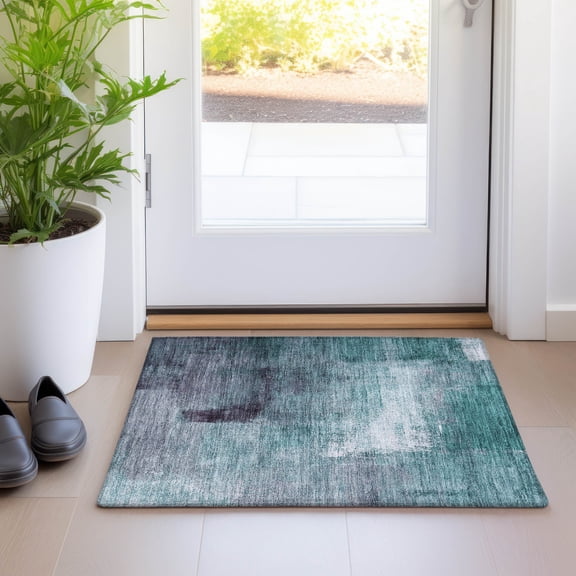 Addison Rugs Chantille Indoor/Outdoor Transitional Modern Teal Washable Rectangle Rug, 1'8" x 2'6"