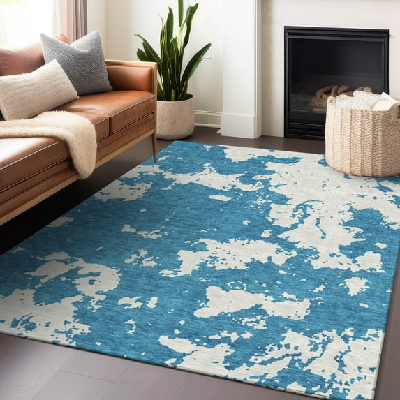 Addison Rugs Chantille Indoor/Outdoor Transitional Modern Teal Washable Rectangle Rug, 3' x 5'