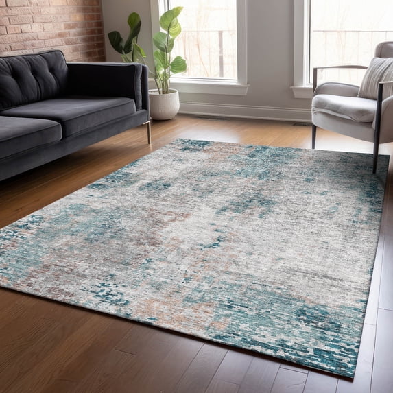 Addison Rugs Chantille Indoor/Outdoor Transitional Modern Teal Washable Rectangle Rug, 5' x 7'6"