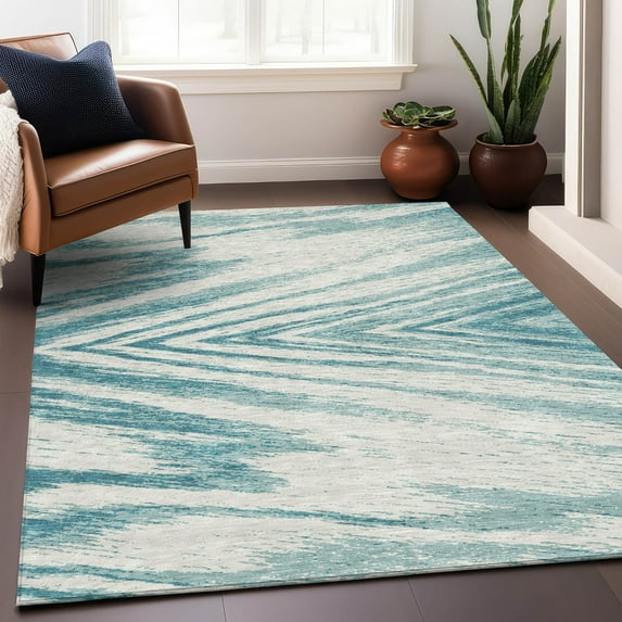 Addison Rugs Chantille Indoor/Outdoor Transitional Modern Teal Washable Rectangle Rug, 8' x 10'