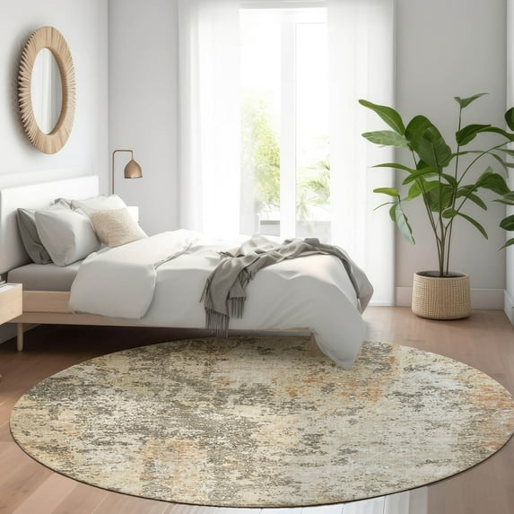 Addison Rugs Chantille Indoor/Outdoor Transitional Modern Terracotta Washable Round Rug, 8' x 8'