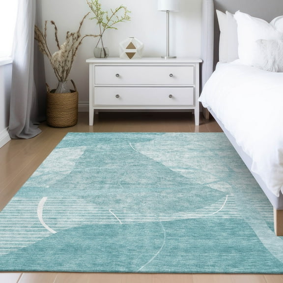 Addison Rugs Chantille Indoor/Outdoor Transitional Modern Turquoise Washable Rectangle Rug, 2'6" x 3'10"