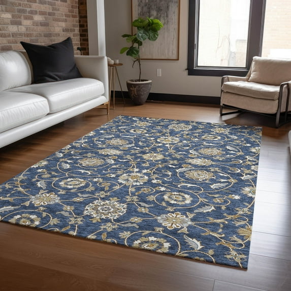 Addison Rugs Chantille Indoor/Outdoor Transitional Moroccan Navy Washable Rectangle Rug, 5' x 7'6"