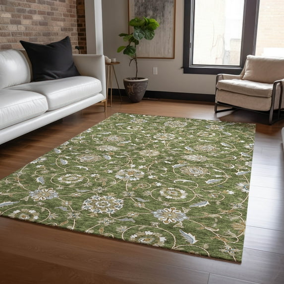 Addison Rugs Chantille Indoor/Outdoor Transitional Moroccan Olive Washable Rectangle Rug, 8' x 10'