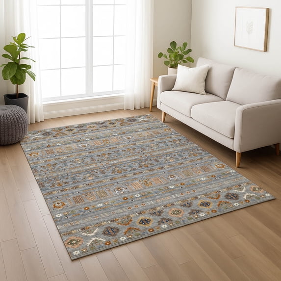 Addison Rugs Chantille Indoor/Outdoor Transitional Navajo Gray Machine Washable Rectangle Rug, 9' x 12'