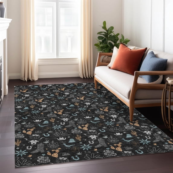 Addison Rugs Chantille Indoor/Outdoor Transitional Novelty Black Machine Washable Rectangle Rug, 10' x 14'