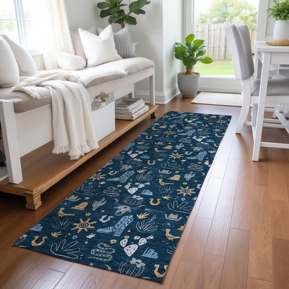 Addison Rugs Chantille Indoor/Outdoor Transitional Novelty Navy Machine Washable Runner Rug, 2'3" x 7'6"