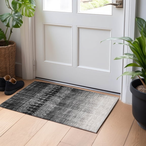 Addison Rugs Chantille Indoor/Outdoor Transitional Ombre Black Washable Rectangle Rug, 1'8" x 2'6"