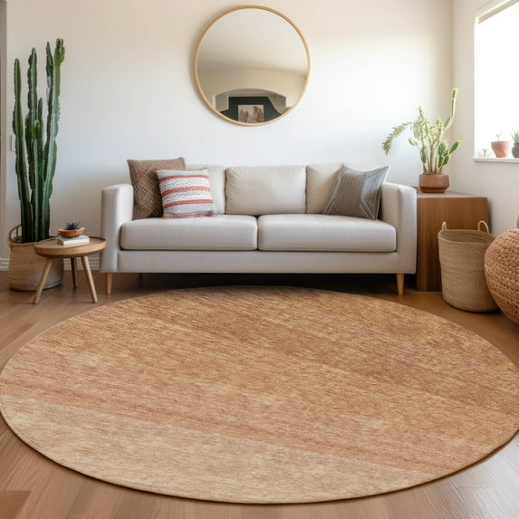 Addison Rugs Chantille Indoor/Outdoor Transitional Ombre Paprika Washable Round Rug, 8' x 8'
