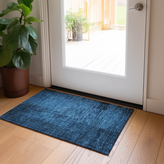 Addison Rugs Chantille Indoor/Outdoor Transitional Organic Navy Washable Rectangle Rug, 1'8" x 2'6"