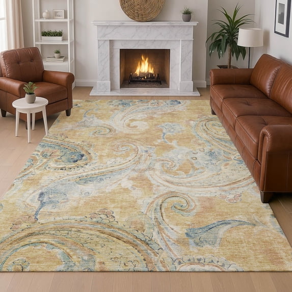 Addison Rugs Chantille Indoor/Outdoor Transitional Paisley Coral Machine Washable Rectangle Rug, 3' x 5'