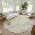 thumbnail image 1 of Addison Rugs Chantille Indoor/Outdoor Transitional Paisley Gold Machine Washable Round Rug, 8' x 8', 1 of 7