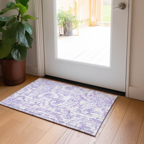 Addison Rugs Chantille Indoor/Outdoor Transitional Paisley Lavender Washable Rectangle Rug, 1'8" x 2'6"