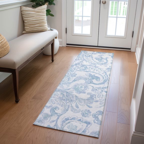 Addison Rugs Chantille Indoor/Outdoor Transitional Paisley Sky Washable Runner Rug, 2'3" x 7'6"