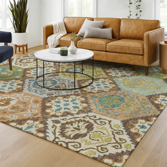 Addison Rugs Chantille Indoor/Outdoor Transitional Panel Chocolate Machine Washable Rectangle Rug, 10' x 14'