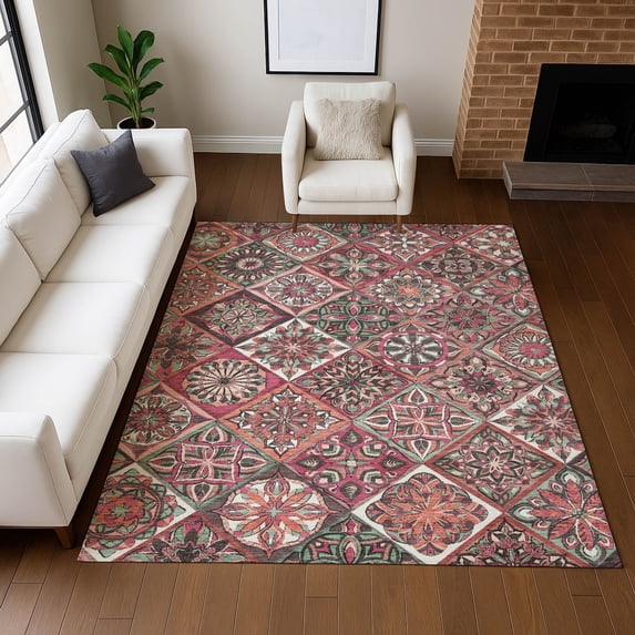 Addison Rugs Chantille Indoor/Outdoor Transitional Panels Blush Machine Washable Rectangle Rug, 10' x 14'