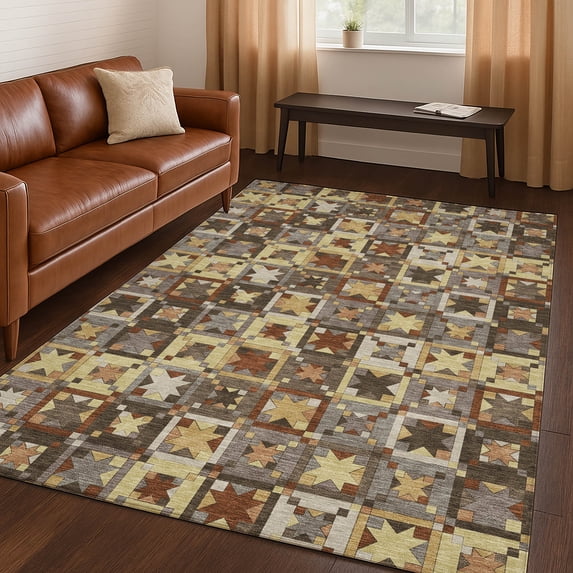 Addison Rugs Chantille Indoor/Outdoor Transitional Patchwork Brown Machine Washable Rectangle Rug, 10' x 14'
