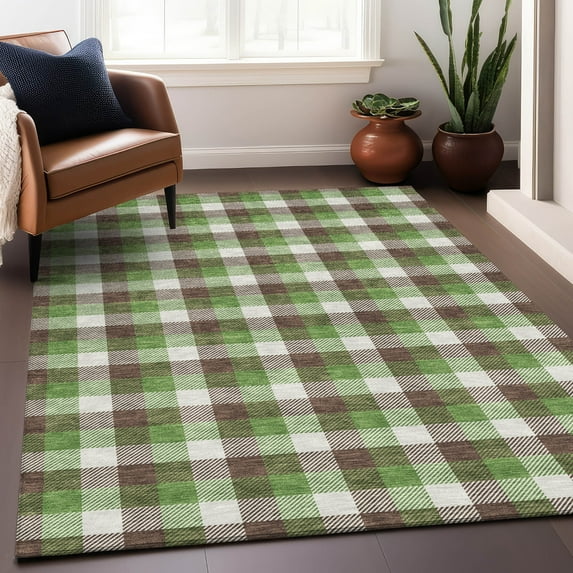 Addison Rugs Chantille Indoor/Outdoor Transitional Plaid Brown Washable Rectangle Rug, 10' x 14'
