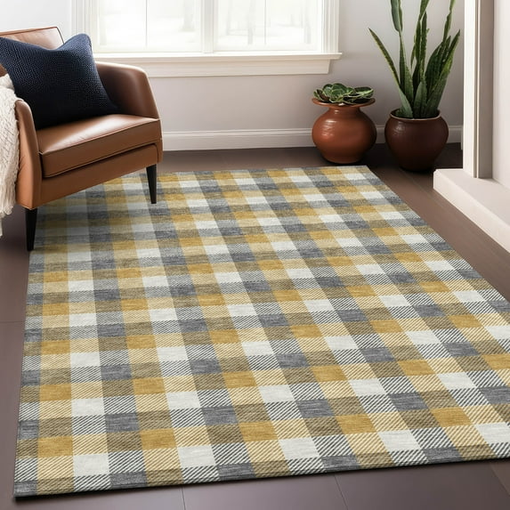 Addison Rugs Chantille Indoor/Outdoor Transitional Plaid Gray Washable Rectangle Rug, 8' x 10'