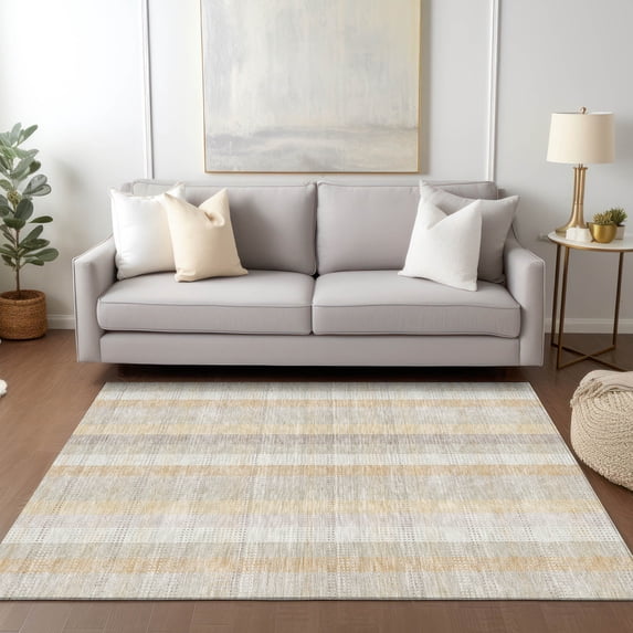 Addison Rugs Chantille Indoor/Outdoor Transitional Plaid Ivory Washable Rectangle Rug, 2'6" x 3'10"