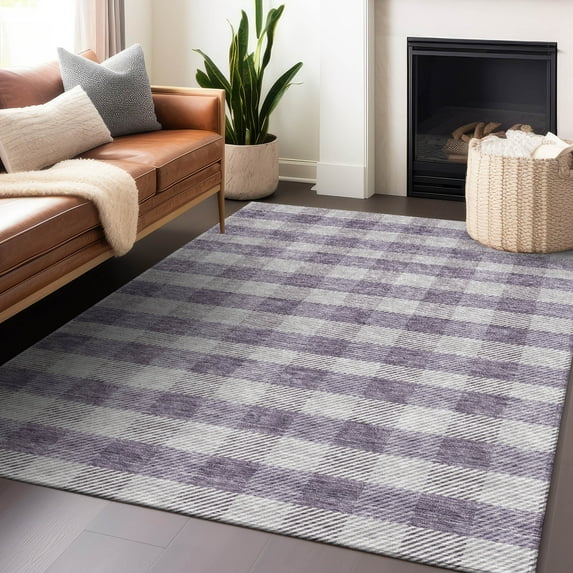 Addison Rugs Chantille Indoor/Outdoor Transitional Plaid Lavender Washable Rectangle Rug, 8' x 10'