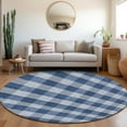 thumbnail image 1 of Addison Rugs Chantille Indoor/Outdoor Transitional Plaid Navy Washable Round Rug, 8' x 8', 1 of 6
