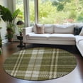 thumbnail image 1 of Addison Rugs Chantille Indoor/Outdoor Transitional Plaid Olive Washable Round Rug, 8' x 8', 1 of 6